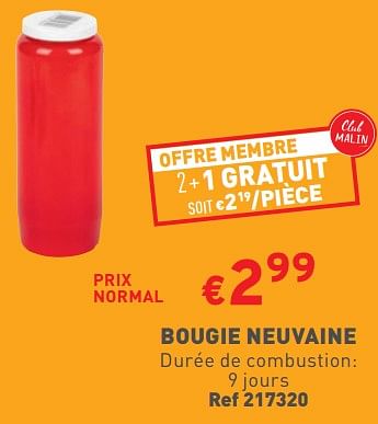 Promotions Bougie neuvaine - Produit maison - Trafic  - Valide de 20/12/2023 à 24/12/2023 chez Trafic