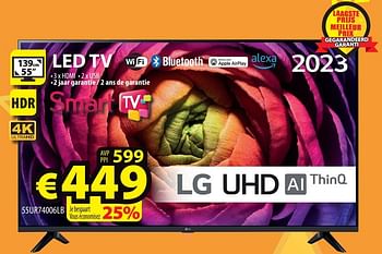 Promoties Lg led tv 55ur74006lb - LG - Geldig van 20/12/2023 tot 30/12/2023 bij ElectroStock