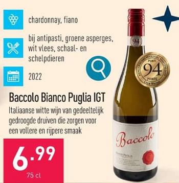 Promotions Baccolo bianco puglia igt - Vins blancs - Valide de 26/12/2023 à 31/12/2023 chez Aldi