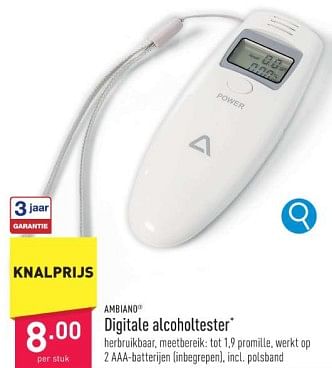 Promoties Digitale alcoholtester - Ambiano - Geldig van 27/12/2023 tot 31/12/2023 bij Aldi