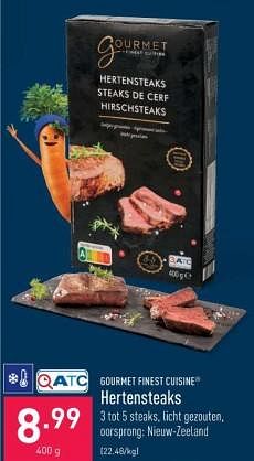 Promoties Hertensteaks - Gourmet Finest Cuisine - Geldig van 26/12/2023 tot 31/12/2023 bij Aldi