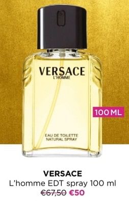 Promoties Versace l`homme edt spray - Versace - Geldig van 01/12/2023 tot 31/12/2023 bij ICI PARIS XL
