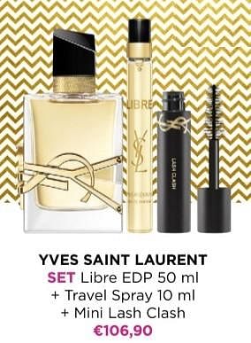 Promoties Yves saint laurent set libre edp + travel spray + mini lash clash - Yves Saint Laurent - Geldig van 01/12/2023 tot 31/12/2023 bij ICI PARIS XL