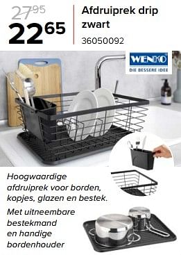 Promoties Afdruiprek drip zwart - Wenko - Geldig van 08/12/2023 tot 31/12/2023 bij Euro Shop