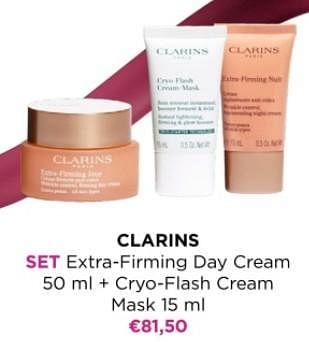 Promoties Clarins set extra-firming day cream + cryo-flash cream mask - Clarins - Geldig van 01/12/2023 tot 31/12/2023 bij ICI PARIS XL