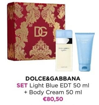 Promoties Dolce+gabbana set light blue edt + body cream - Dolce & Gabbana - Geldig van 01/12/2023 tot 31/12/2023 bij ICI PARIS XL