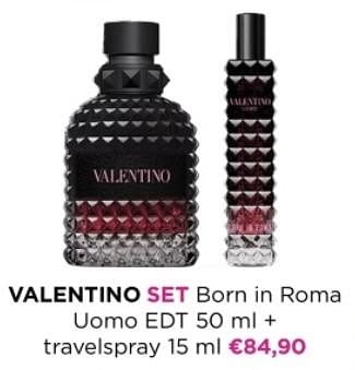 Promoties Valentino set born in roma uomo edt + travelspray - Valentino - Geldig van 01/12/2023 tot 31/12/2023 bij ICI PARIS XL