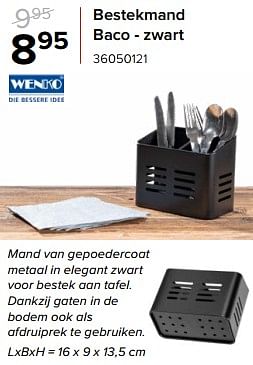 Promoties Bestekmand baco - zwart - Wenko - Geldig van 08/12/2023 tot 31/12/2023 bij Euro Shop