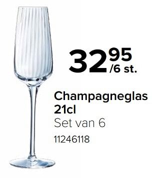 Promoties Champagneglas 21cl set van 6 - Chef & Sommelier - Geldig van 08/12/2023 tot 31/12/2023 bij Euro Shop