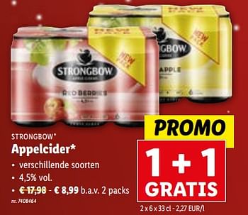 Promoties Appelcider - Strongbow - Geldig van 27/12/2023 tot 02/01/2024 bij Lidl