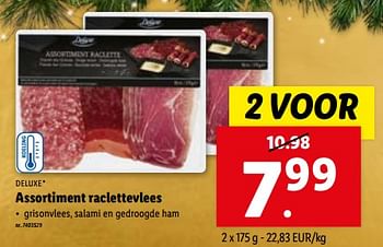Promoties Assortiment raclettevlees - Deluxe - Geldig van 27/12/2023 tot 02/01/2024 bij Lidl