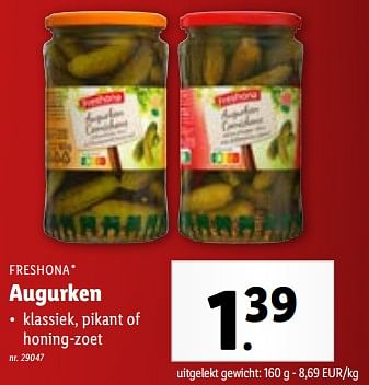 Promoties Augurken - Freshona - Geldig van 27/12/2023 tot 02/01/2024 bij Lidl