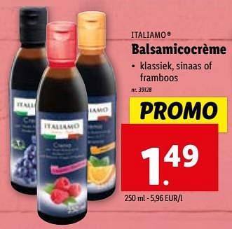 Promotions Balsamicocrème - Italiamo - Valide de 27/12/2023 à 02/01/2024 chez Lidl