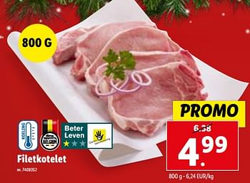 Promoties Filetkotelet - Huismerk - Lidl - Geldig van 27/12/2023 tot 02/01/2024 bij Lidl