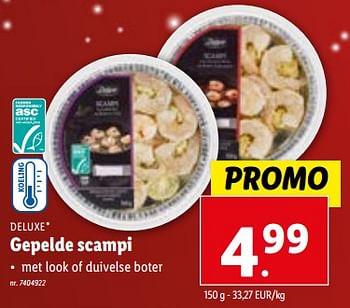 Promoties Gepelde scampi - Deluxe - Geldig van 27/12/2023 tot 02/01/2024 bij Lidl