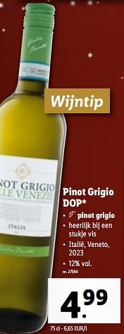 Promoties Pinot grigio dop - Witte wijnen - Geldig van 27/12/2023 tot 02/01/2024 bij Lidl