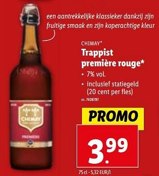 Promoties Trappist première rouge - Chimay - Geldig van 27/12/2023 tot 02/01/2024 bij Lidl