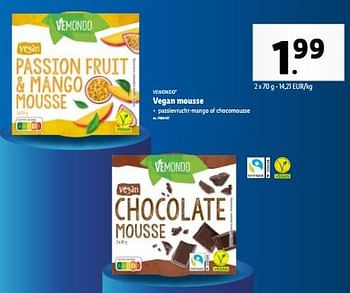 Promoties Vegan mousse - Vemondo - Geldig van 27/12/2023 tot 02/01/2024 bij Lidl