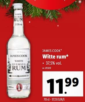 Promoties Witte rum - James Cook - Geldig van 27/12/2023 tot 02/01/2024 bij Lidl