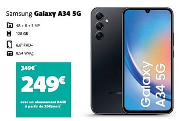 Promotions Samsung galaxy a34 5g - Samsung - Valide de 18/12/2023 à 02/01/2024 chez Base