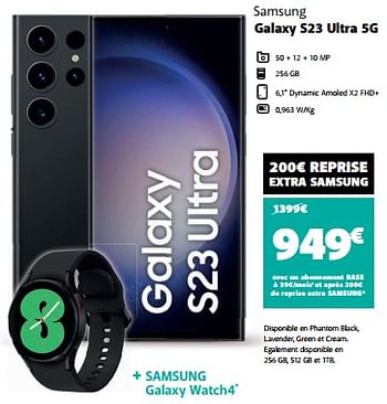 Promotions Samsung galaxy s23 ultra 5g - Samsung - Valide de 18/12/2023 à 02/01/2024 chez Base
