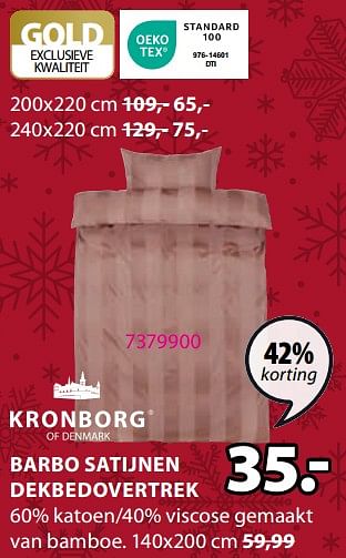 Promotions Barbo satijnen dekbedovertrek - Kronborg - Valide de 11/12/2023 à 26/12/2023 chez Jysk