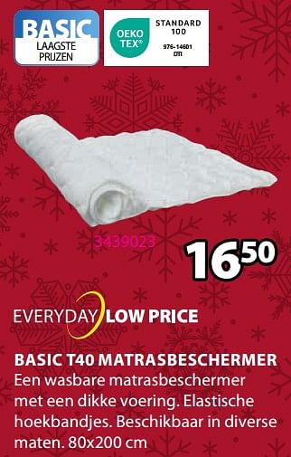 Promoties Basic t40 matrasbeschermer - Huismerk - Jysk - Geldig van 11/12/2023 tot 26/12/2023 bij Jysk