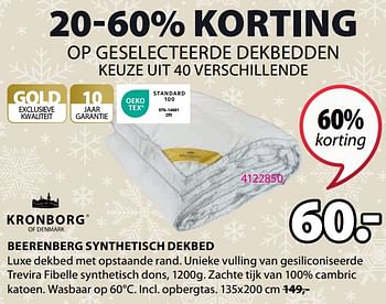 Promoties Beerenberg synthetisch dekbed - Kronborg - Geldig van 11/12/2023 tot 26/12/2023 bij Jysk