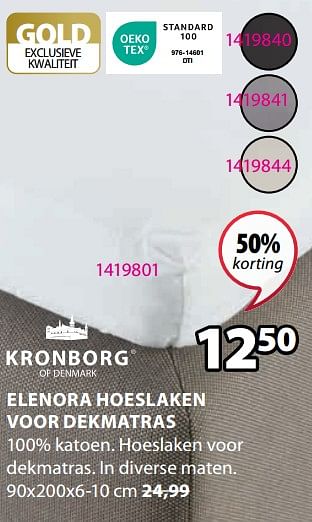 Promoties Elenora hoeslaken voor dekmatras - Kronborg - Geldig van 11/12/2023 tot 26/12/2023 bij Jysk