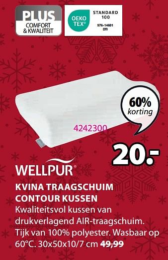 Promoties Kvina traagschuim contour kussen - Wellpur - Geldig van 11/12/2023 tot 26/12/2023 bij Jysk