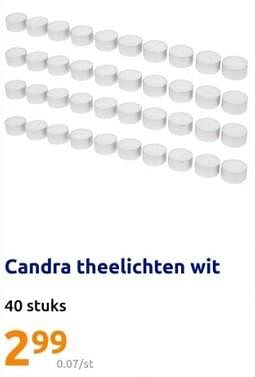 Promoties Candra theelichten wit - Candra - Geldig van 20/12/2023 tot 26/12/2023 bij Action