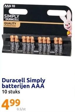 Promoties Duracell simply batterijen aaa - Duracell - Geldig van 20/12/2023 tot 26/12/2023 bij Action