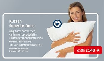 Promoties Kussen superior dons - Huismerk - Sleeplife - Geldig van 02/01/2024 tot 31/01/2024 bij Sleeplife