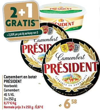 Promoties Camembert en boter président - Président - Geldig van 20/12/2023 tot 02/01/2024 bij Smatch