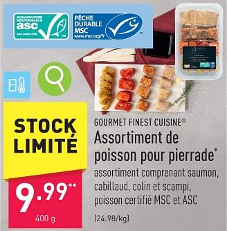 Promotions Assortiment de poisson pour pierrade - Gourmet Finest Cuisine - Valide de 26/12/2023 à 31/12/2023 chez Aldi