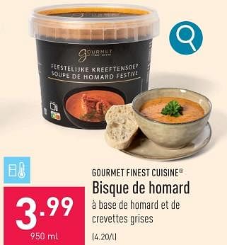 Promotions Bisque de homard - Gourmet Finest Cuisine - Valide de 26/12/2023 à 31/12/2023 chez Aldi
