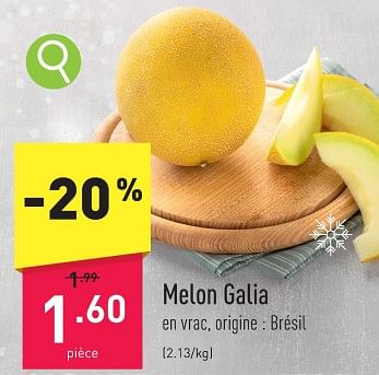 Promotions Melon galia - Produit maison - Aldi - Valide de 26/12/2023 à 31/12/2023 chez Aldi