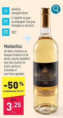 Promotions Monbazillac - Vins blancs - Valide de 26/12/2023 à 31/12/2023 chez Aldi