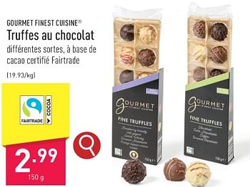 Promotions Truffes au chocolat - Gourmet Finest Cuisine - Valide de 29/12/2023 à 31/12/2023 chez Aldi