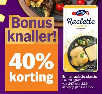 Promotions Emmi raclette classic - Emmi - Valide de 18/12/2023 à 26/12/2023 chez Albert Heijn