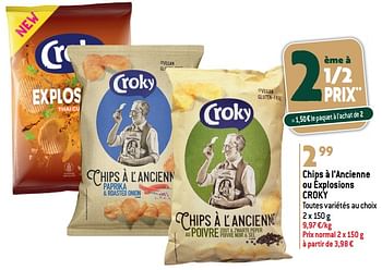 Promotions Chips à l’ancienne ou explosions croky - Croky - Valide de 20/12/2023 à 02/01/2024 chez Smatch