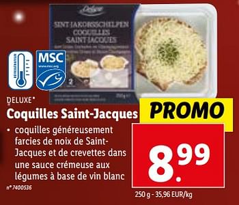 Promotions Coquilles saint-jacques - Deluxe - Valide de 27/12/2023 à 02/01/2024 chez Lidl