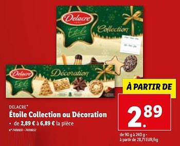 Promotions Étoile collection ou décoration - Delacre - Valide de 27/12/2023 à 02/01/2024 chez Lidl