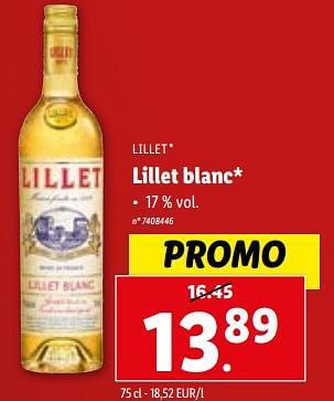 Promotions Lillet blanc - Lillet - Valide de 27/12/2023 à 02/01/2024 chez Lidl