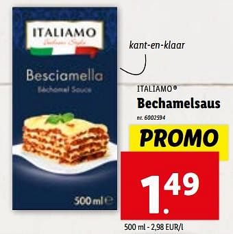 Promoties Bechamelsaus - Italiamo - Geldig van 27/12/2023 tot 02/01/2024 bij Lidl