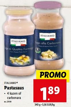 Promoties Pastasaus - Italiamo - Geldig van 27/12/2023 tot 02/01/2024 bij Lidl