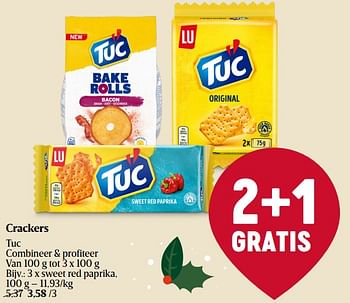Promoties Crackers tuc sweet red paprika - Lu - Geldig van 21/12/2023 tot 27/12/2023 bij Delhaize