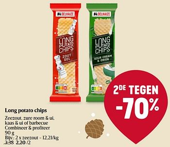 Promoties Long potato chips zeezout - Huismerk - Delhaize - Geldig van 21/12/2023 tot 27/12/2023 bij Delhaize