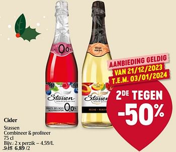 Promoties Cider stassen perzik - STASSEN - Geldig van 21/12/2023 tot 27/12/2023 bij Delhaize