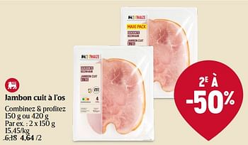 Promotions Jambon cuit à l’os - Produit Maison - Delhaize - Valide de 21/12/2023 à 27/12/2023 chez Delhaize